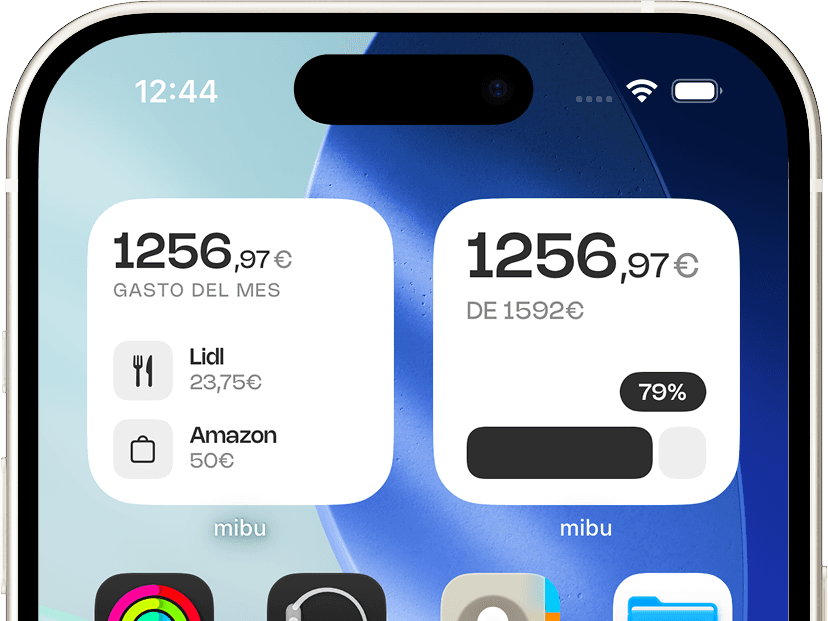 Widget de mibu en la pantalla de inicio del iPhone